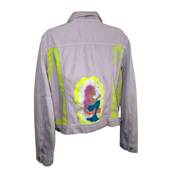 Free People Jean Jacket Womens Lilac Purple Customized Button Front Crop L - Picture 5 of 10